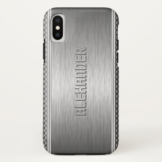 Silver Metallic geborsteld aluminium geometrische  Case-Mate iPhone Case (Achterkant)
