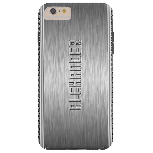 Silver Metallic geborsteld aluminium geometrische  Case-Mate iPhone Case (Achterkant)