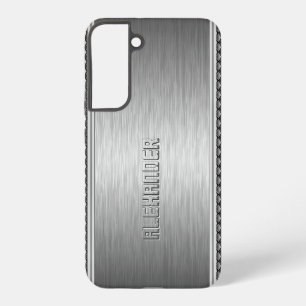 Silver Metallic geborsteld aluminium geometrische Samsung Galaxy Hoesje