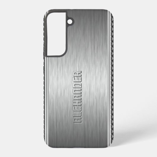 Silver Metallic geborsteld aluminium geometrische  Samsung Galaxy Hoesje (Achterkant)