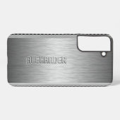 Silver Metallic geborsteld aluminium geometrische  Samsung Galaxy Hoesje (Achterkant horizontaal)