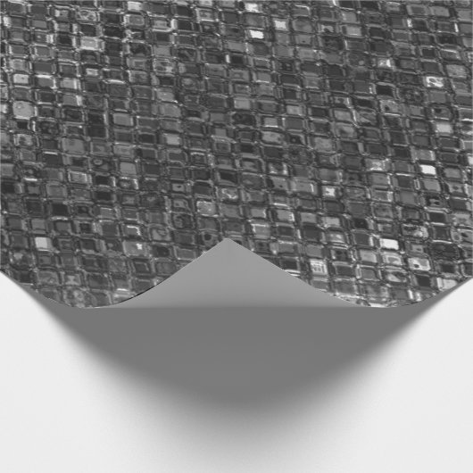 Silver Metallic Glitter Abstract Modern Gift Cadeaupapier (Hoek)