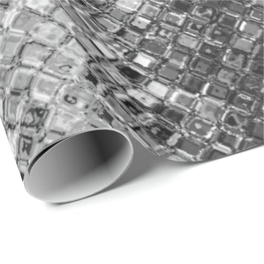 Silver Metallic Glitter Abstract Modern Gift Cadeaupapier (Rol Hoek)