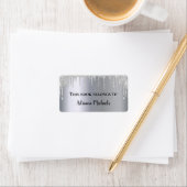 Silver metallic glitter druipt naam boekplaat etiket (Insitu)