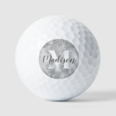 Silver Metallic Glitter met White Monogram Golfballen (Voorkant)