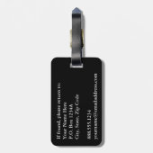 Silver Metallic Glitter Modern Elegant Monogram Bagagelabel (Achterkant verticaal)