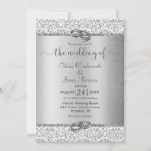 Silver Metallic Glitter Monogram Weddenschap Kaart (Voorkant)