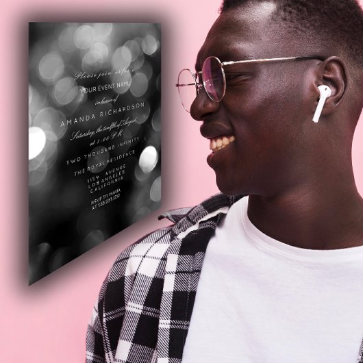 Silver Metallic Gray Black Sepia Formal Cyber Kaart