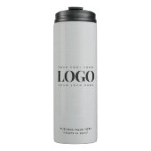Silver Metallic Grey Custom Business Logo Thermosbeker (Voorkant)