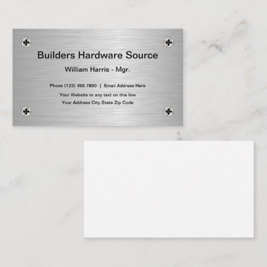 Silver Metallic Hardware Thema Visitekaartje (Voorkant / Achterkant)