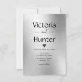 Silver Metallic Heart Modern Elegant Wedding Kaart (Voorkant)