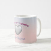 Silver Metallic Heart Pink Blue Pastel Valentine M Koffiemok (Voorkant rechts)