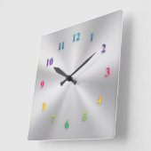Silver Metallic Klok met gekleurde getallen (Hoek)