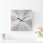 Silver Metallic Klok met gekleurde gezichtslijnen (Huis)