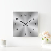 Silver Metallic Klok met zwarte cijfers (Huis)