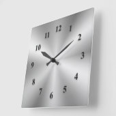 Silver Metallic Klok met zwarte cijfers (Hoek)