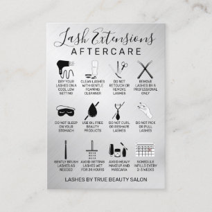 Silver Metallic Lash Extensions Aftercare Icon Visitekaartje
