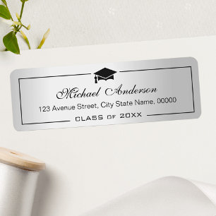 Silver Metallic look Afstudeerder Afstuderen Gradu Etiket