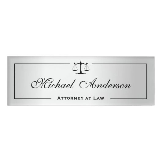 Silver Metallic look Attorney Justice of Scale Naambadge (Voorkant)