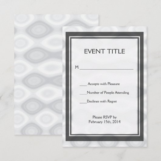 Silver Metallic look Background RSVP Kaartje (Voorkant / Achterkant)
