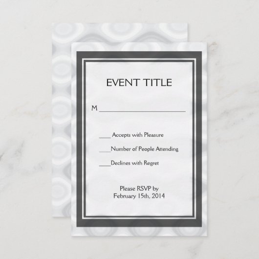 Silver Metallic look Background RSVP Kaartje (Voorkant / Achterkant)