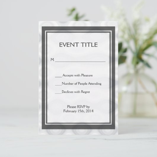 Silver Metallic look Background RSVP Kaartje (Staand voorkant)