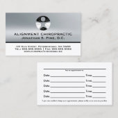 Silver Metallic-look Chiropractic Appointment Card Afsprakenkaartje (Voorkant / Achterkant)