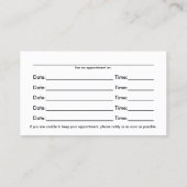 Silver Metallic-look Chiropractic Appointment Card Afsprakenkaartje (Achterkant)