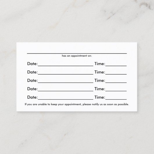 Silver Metallic-look Chiropractic Appointment Card Afsprakenkaartje (Achterkant)