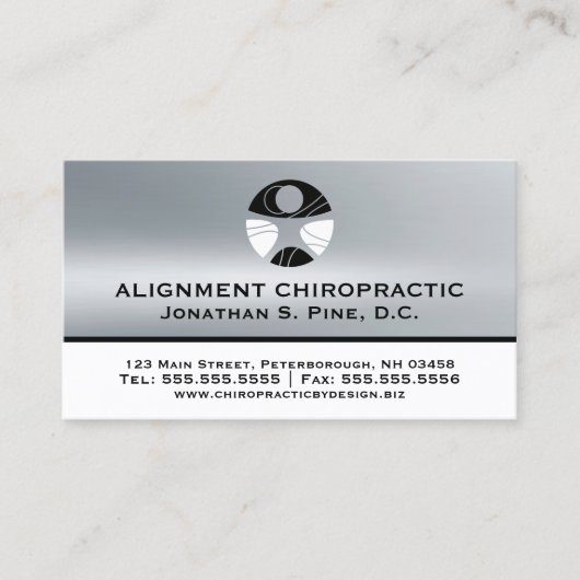 Silver Metallic-look Chiropractic Appointment Card Afsprakenkaartje (Voorkant)