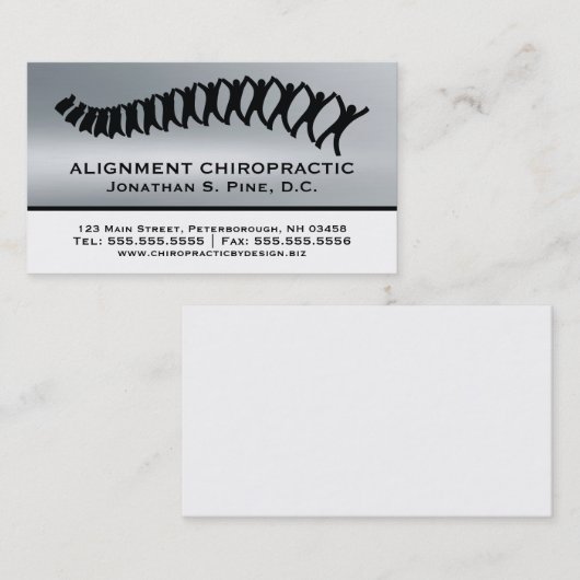 Silver Metallic-look Chiropractische Visitekaartje (Voorkant / Achterkant)