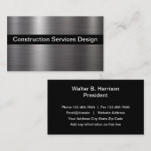 Silver Metallic look Construction Thema Visitekaartje (Voorkant / Achterkant)