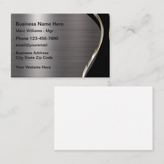 Silver Metallic look Construction Visitekaartjes (Voorkant / Achterkant)