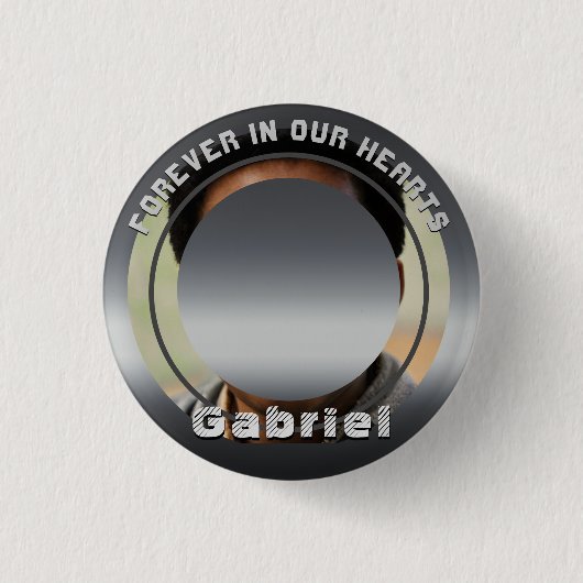 Silver Metallic look Foto Memorial Ronde Button 3,2 Cm (Voorkant)