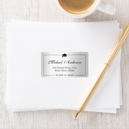 Silver Metallic look Gradup Afstudeerder Afstudere Etiket (Insitu)