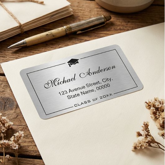 Silver Metallic look Gradup Afstuderen Etiket