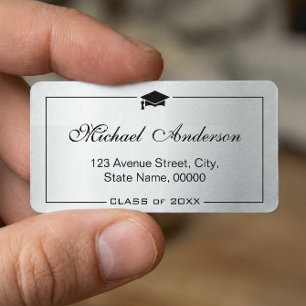 Silver Metallic look Gradup Afstuderen Etiket