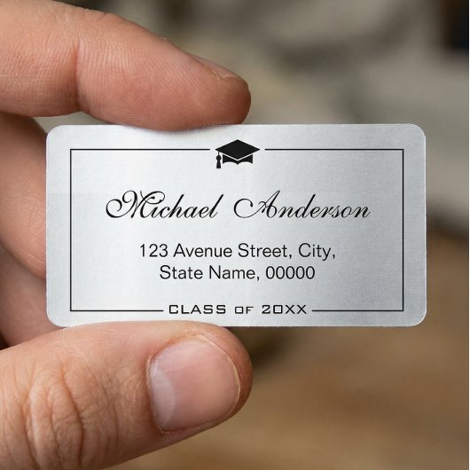 Silver Metallic look Gradup Afstuderen Etiket