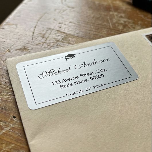 Silver Metallic look Gradup Afstuderen Etiket