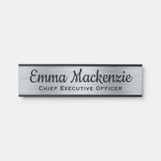 Silver Metallic look Hanging DeurSign Name Bord Deurbordje (Voorkant)
