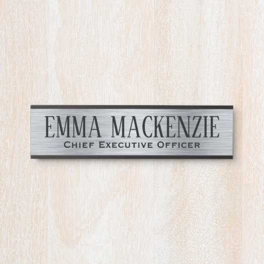 Silver Metallic look Hanging DeurSign Name Bord Deurbordje (Voorkant)