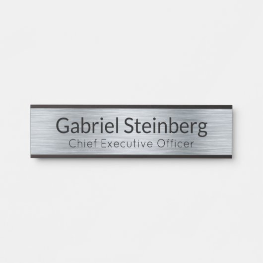 Silver Metallic look Kantoor Deuren Sign Name Bord Deurbordje (Voorkant)