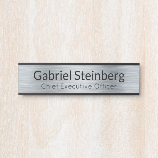 Silver Metallic look Kantoor Deuren Sign Name Bord Deurbordje (Voorkant)