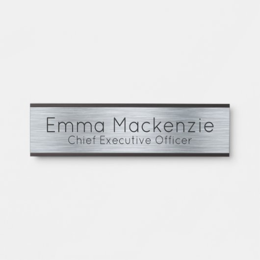 Silver Metallic look Kantoor Deuren Sign Name Bord Deurbordje (Voorkant)