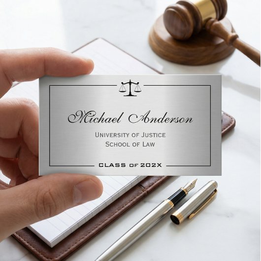 Silver Metallic look Law School Student Contactkaartje