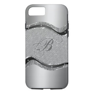 Silver Metallic look met diamant Patroon 2a iPhone 8/7 Hoesje