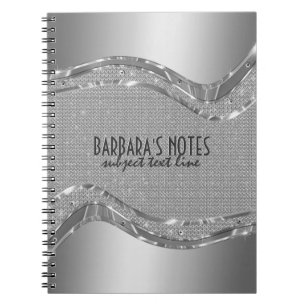Silver Metallic look met diamant Patroon 2a Notitieboek