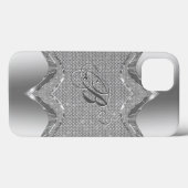 Silver Metallic look met diamanten patroon 2 Case-Mate iPhone Case (Achterkant (horizontaal))