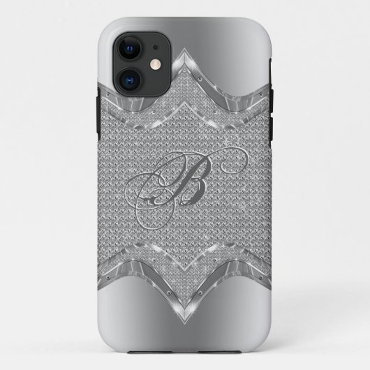 Silver Metallic look met diamanten patroon 2 Case-Mate iPhone Case (Achterkant)
