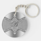 Silver Metallic look met diamanten patroon 2 Sleutelhanger (Achterkant)